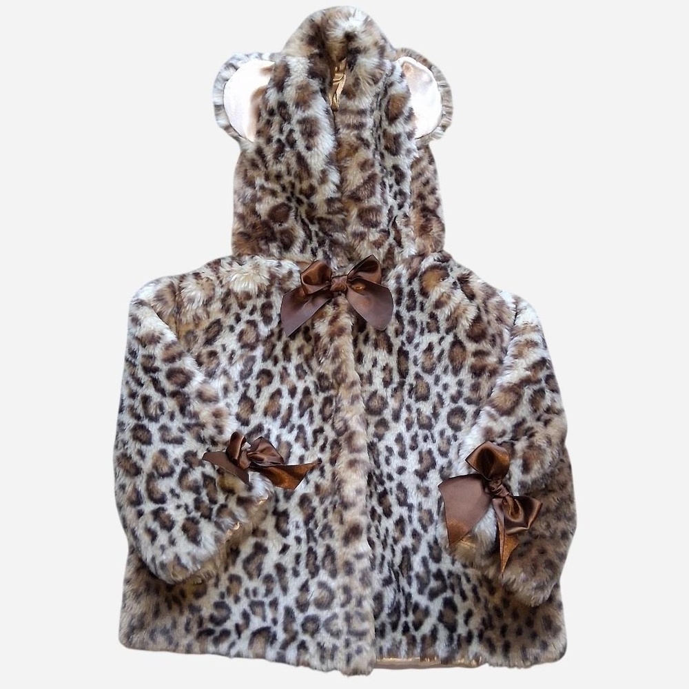 Bearington Baby Collection Faux Fur Leopard Print Coat 12-24 months